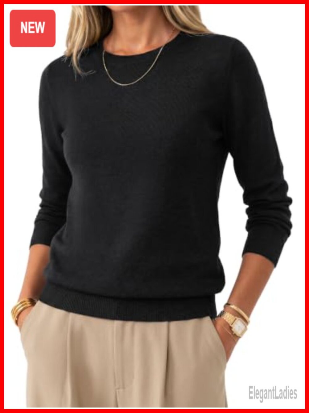 100% Merino Wool Long Sleeve Crew Neck Pullover Sweater